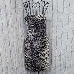 Cathaya Elegant Black and White Patterned‎ Dress 8 NWT